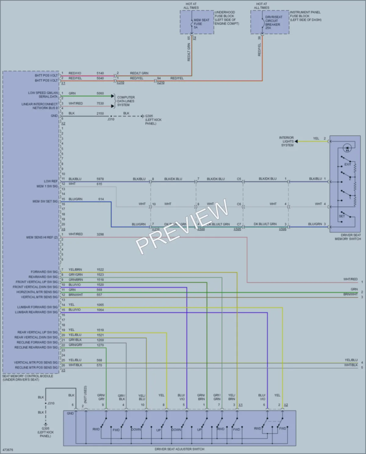 2015 Chevrolet Impala Memory Systems wiring diagram preview