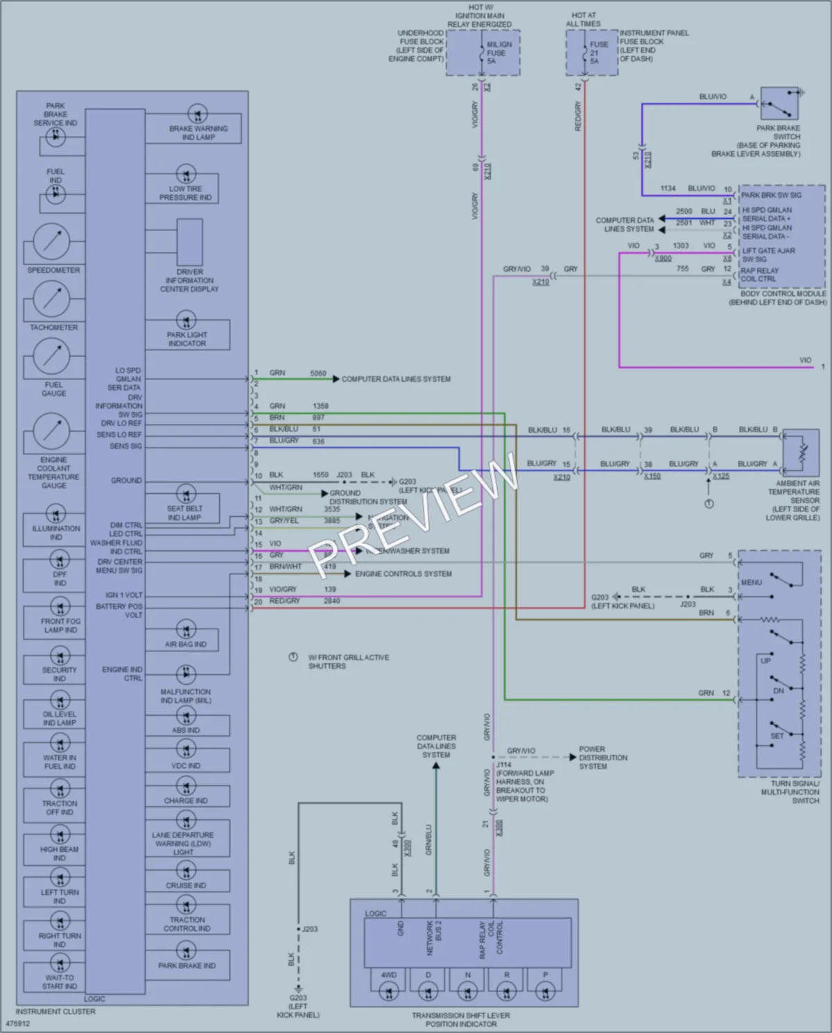 2015 Chevrolet Malibu Instrument Cluster wiring diagram preview