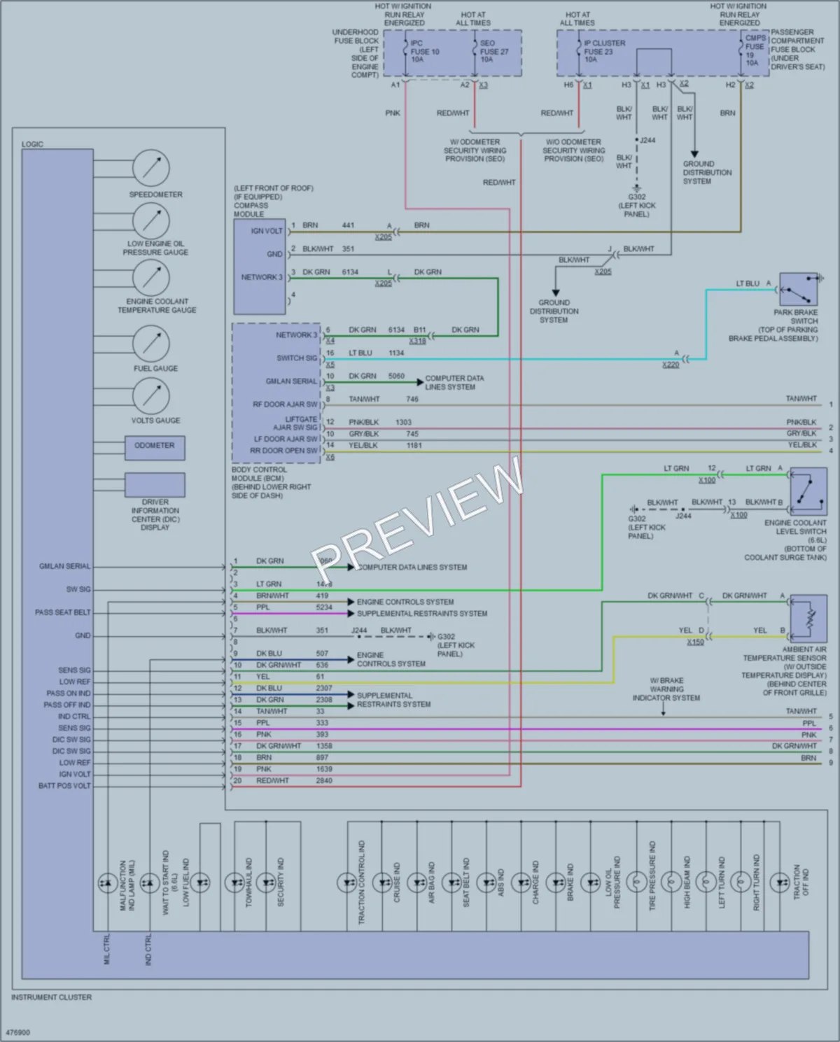 2015 Chevrolet SS Instrument Cluster wiring diagram preview