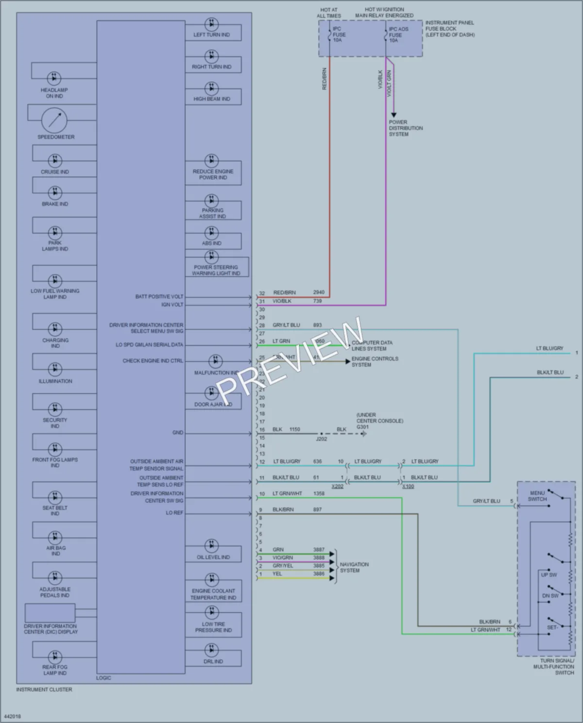 2015 Chevrolet Sonic Instrument Cluster wiring diagram preview