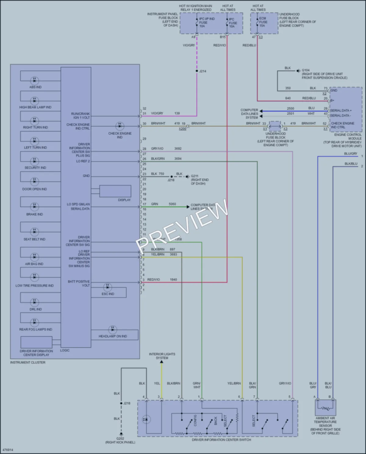2015 Chevrolet SparkEV Instrument Cluster wiring diagram preview