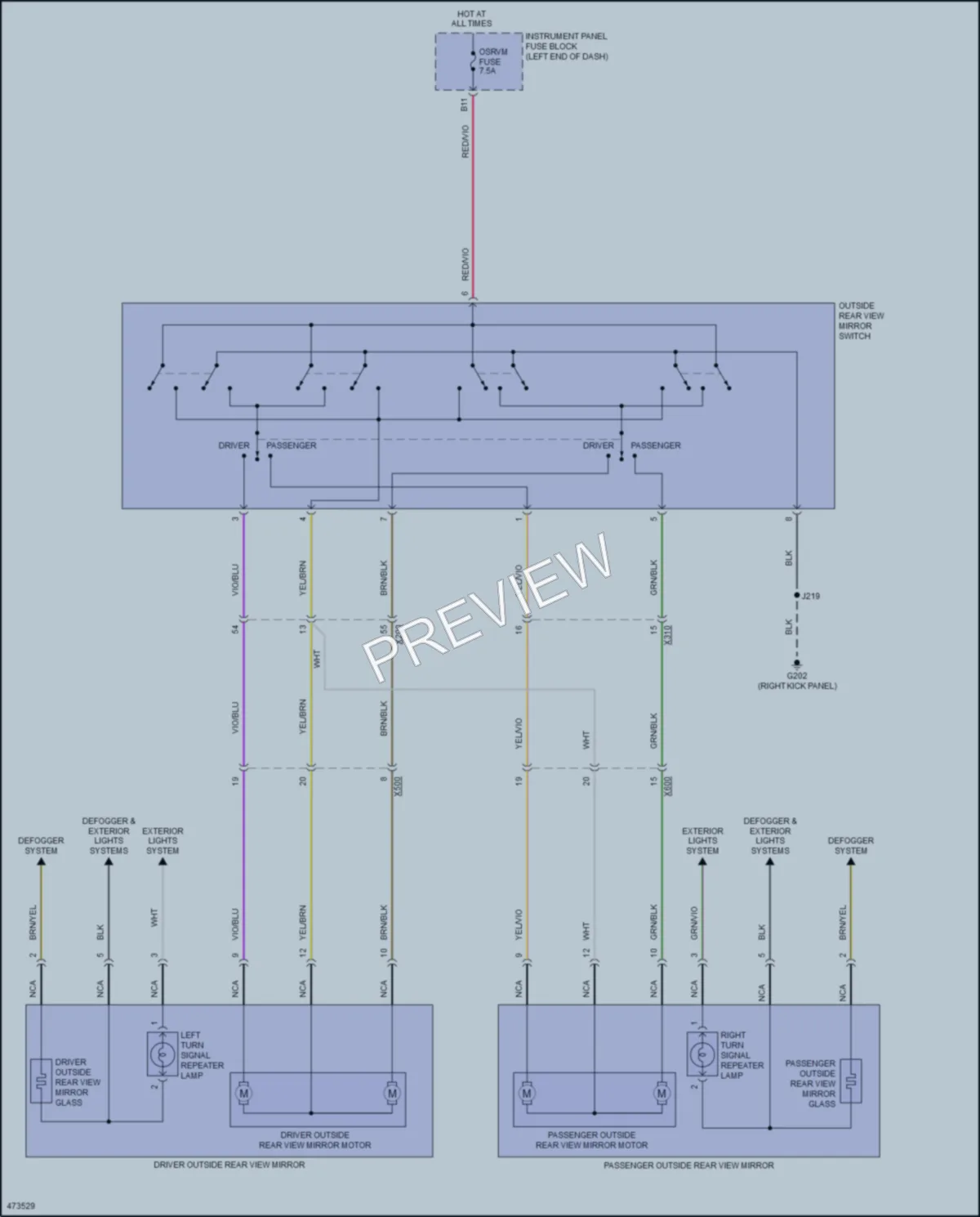 2015 Chevrolet SparkEV Power Mirrors wiring diagram preview