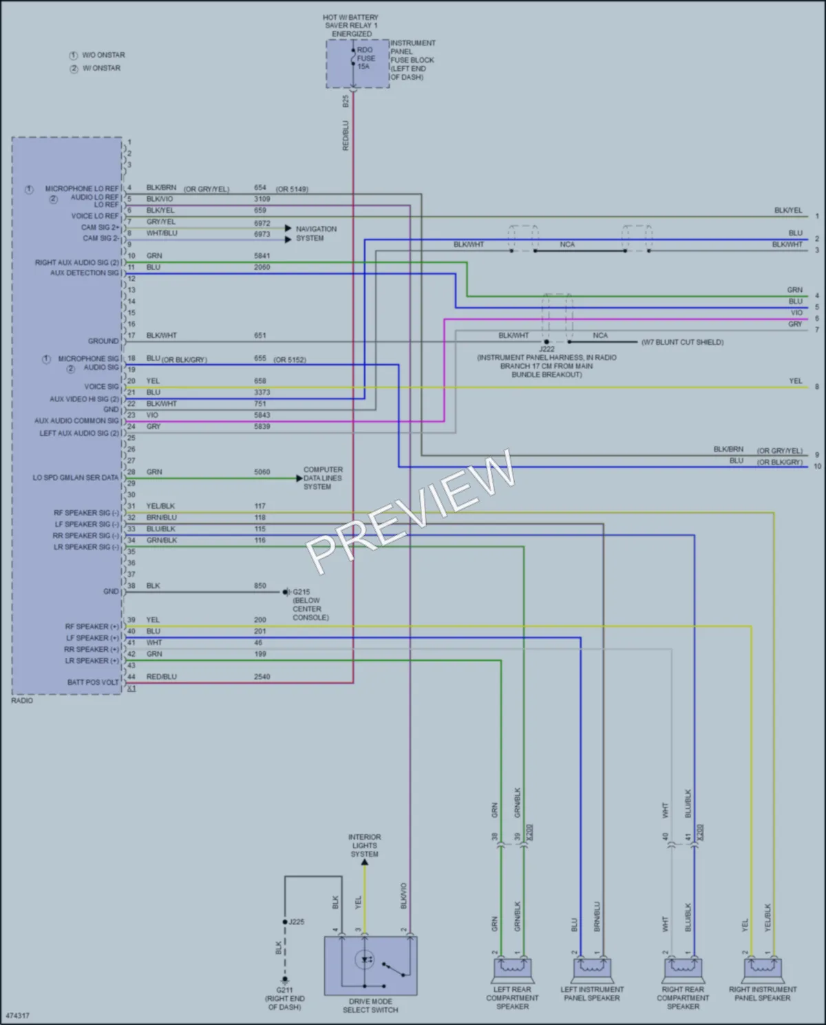 2015 Chevrolet SparkEV Radio wiring diagram preview