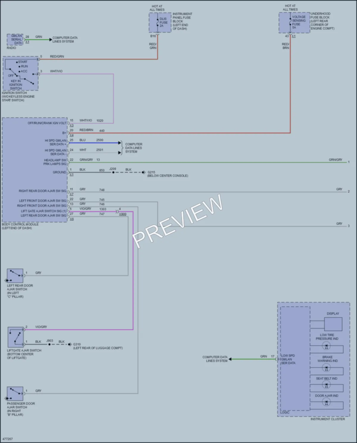 2015 Chevrolet SparkEV Warning Systems wiring diagram preview