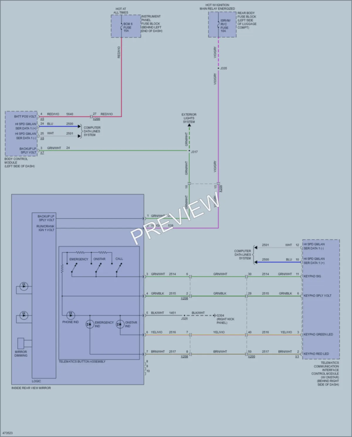 2015 Chevrolet Trax Power Mirrors wiring diagram preview