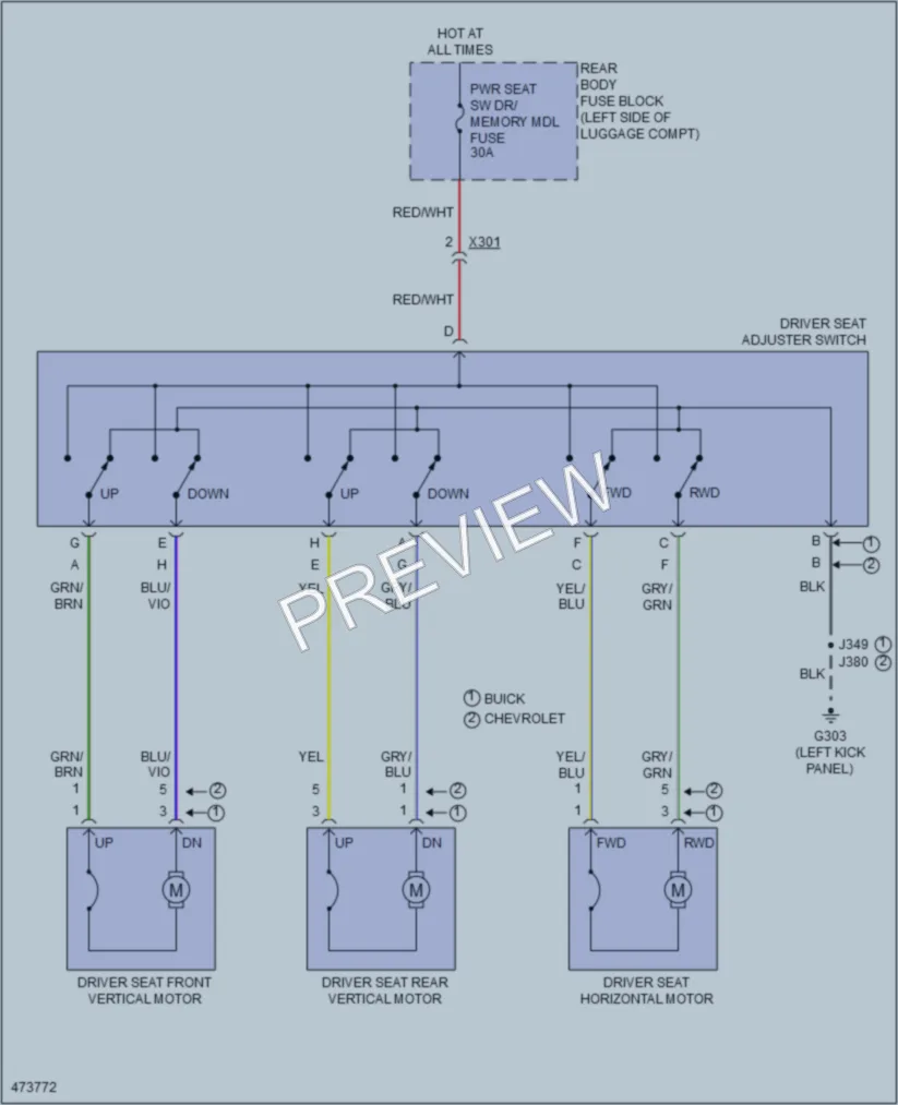 2015 Chevrolet Trax Power Seats wiring diagram preview