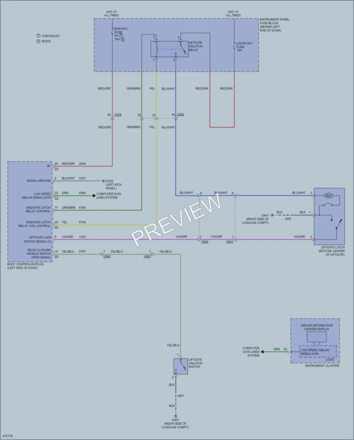 2015 Chevrolet Trax Trunk Tailgate Fuel Door wiring diagram preview