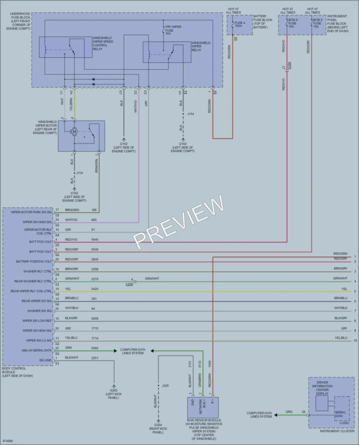 2015 Chevrolet Trax Wiper Washer wiring diagram preview