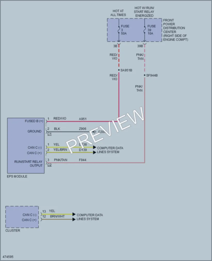 2015 Dodge Challenger Electronic Power Steering wiring diagram preview