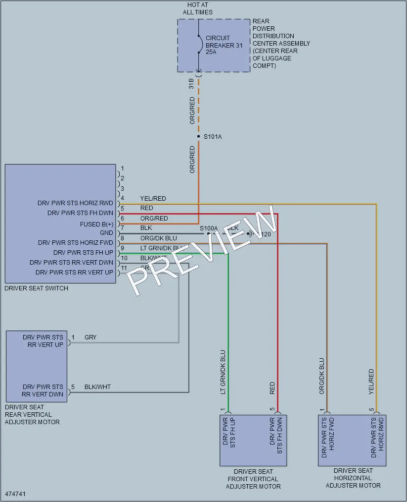 2015 Dodge Challenger Power Seats wiring diagram preview