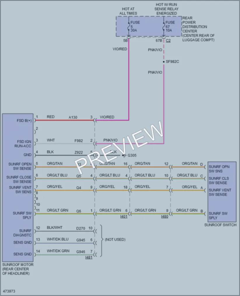 2015 Dodge Challenger Power Top Sunroof wiring diagram preview