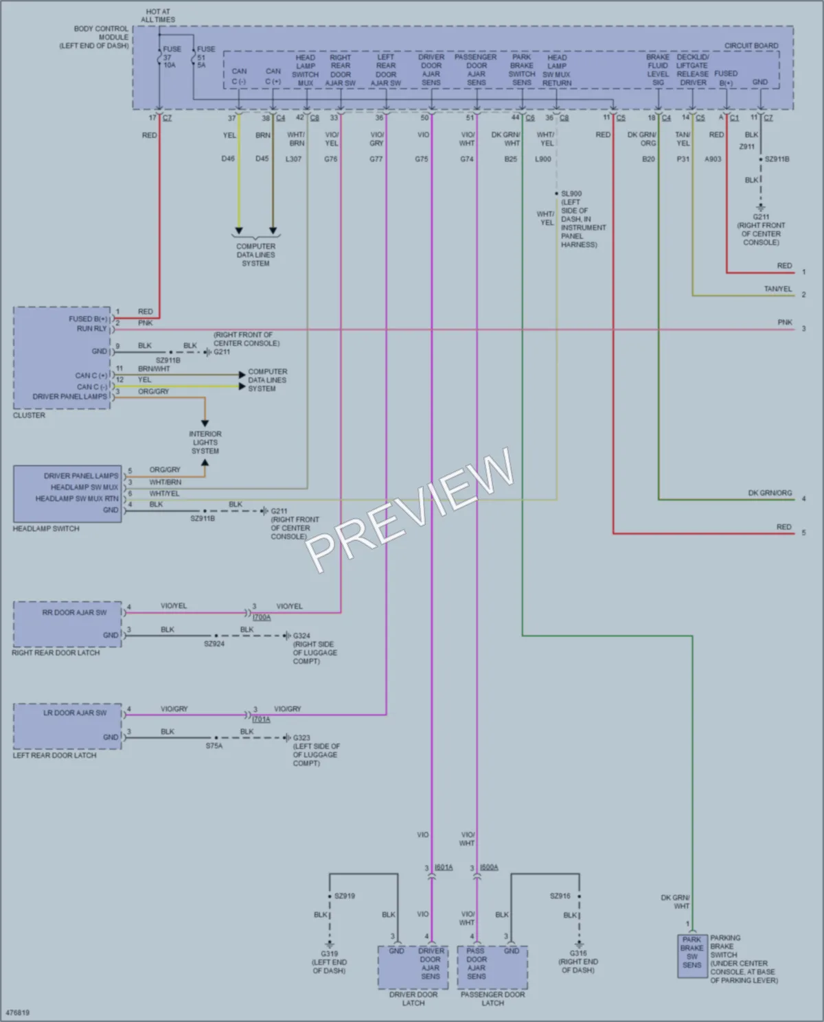 2015 Dodge Dart Warning Systems wiring diagram preview