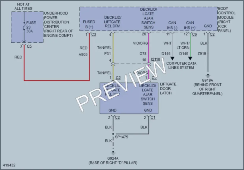 2015 Dodge Durango Trunk Tailgate Fuel Door wiring diagram preview