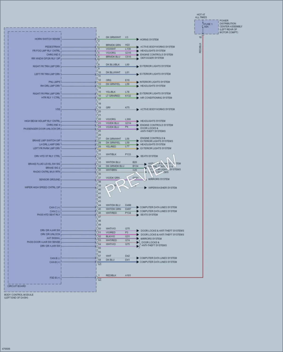 2015 Fiat 500C Body Control Modules wiring diagram preview