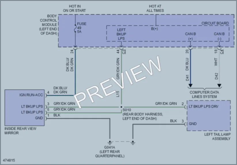2015 Fiat 500C Power Mirrors wiring diagram preview