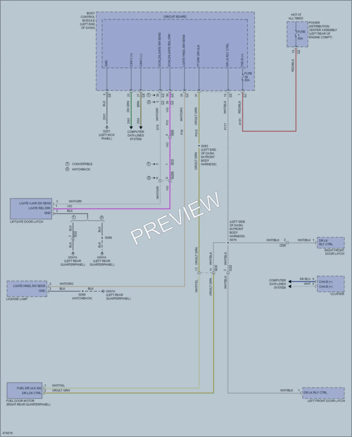 2015 Fiat 500C Trunk Tailgate Fuel Door wiring diagram preview