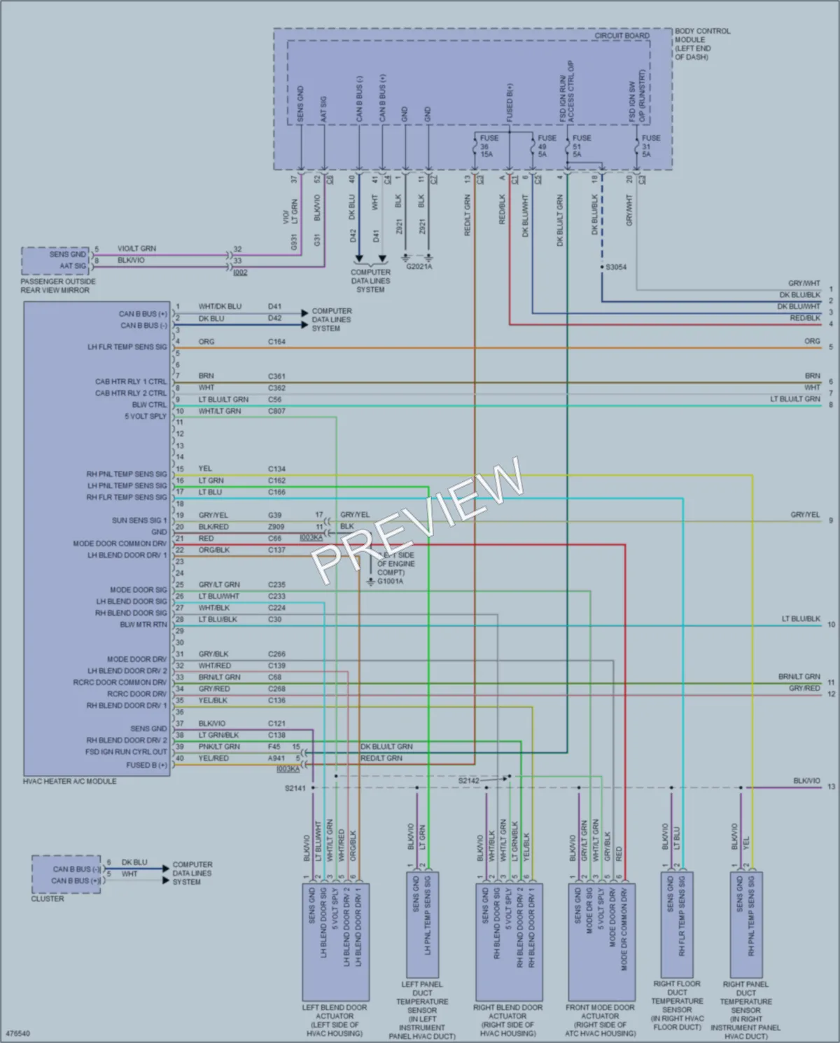 2015 Fiat 500L Air Conditioning wiring diagram preview