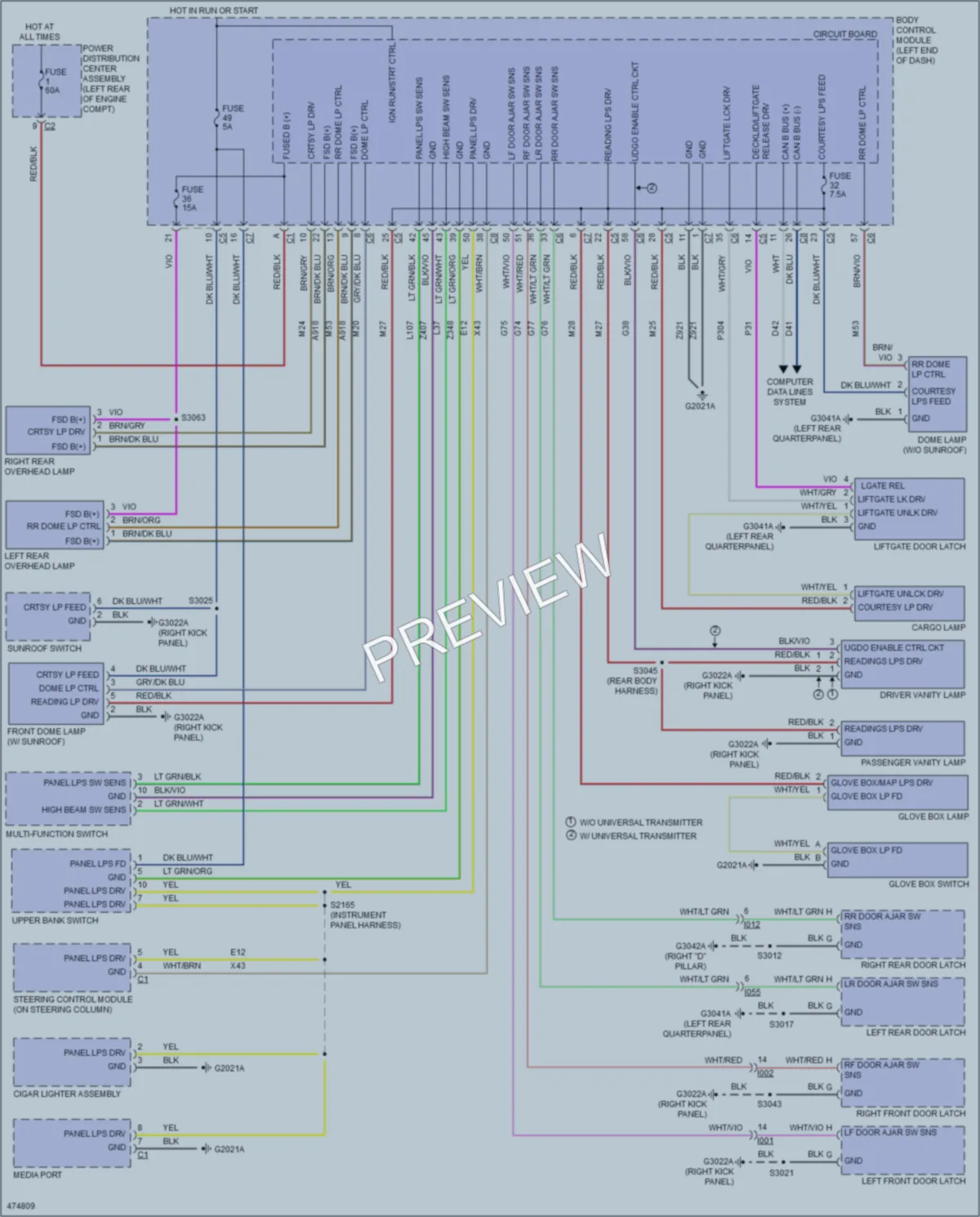 2015 Fiat 500L Interior Lights wiring diagram preview