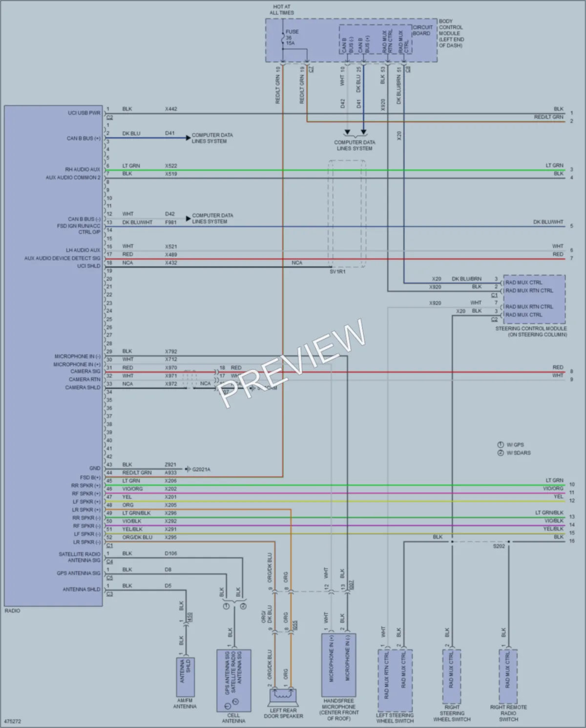 2015 Fiat 500L Navigation wiring diagram preview