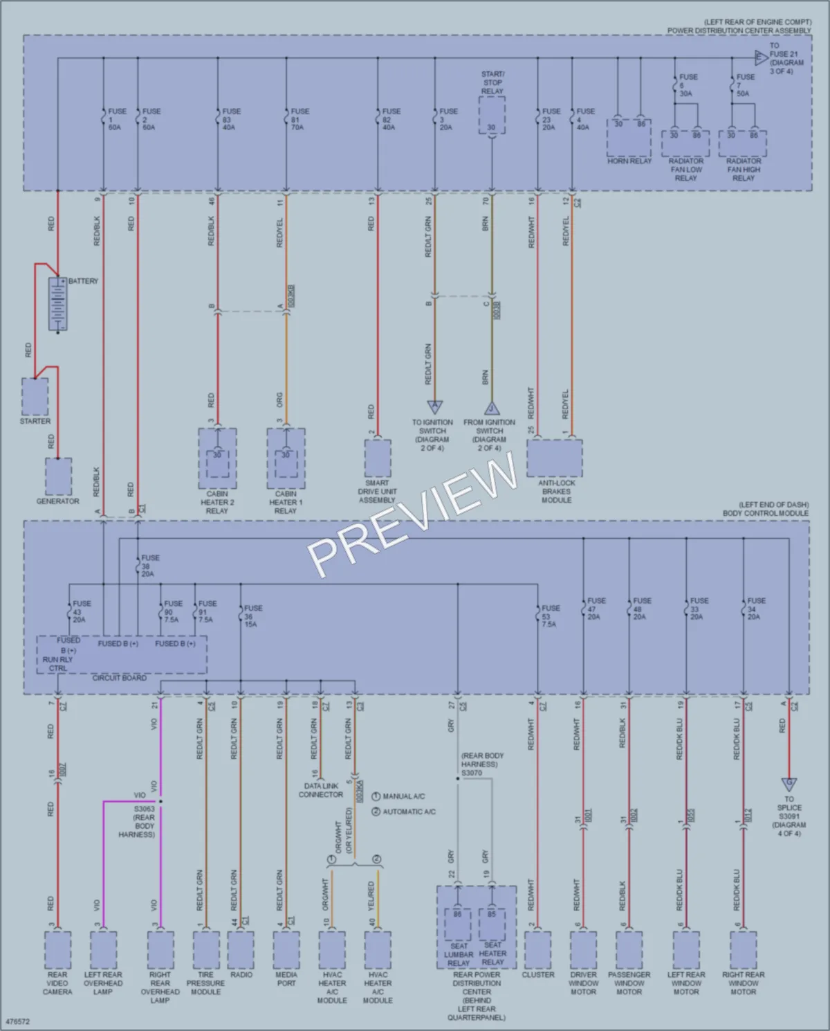 2015 Fiat 500L Power Distribution wiring diagram preview