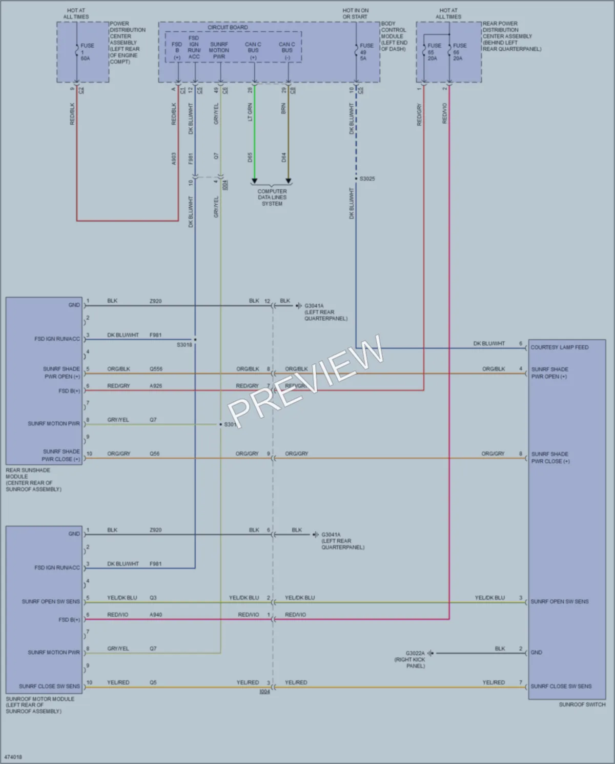 2015 Fiat 500L Power Top Sunroof wiring diagram preview