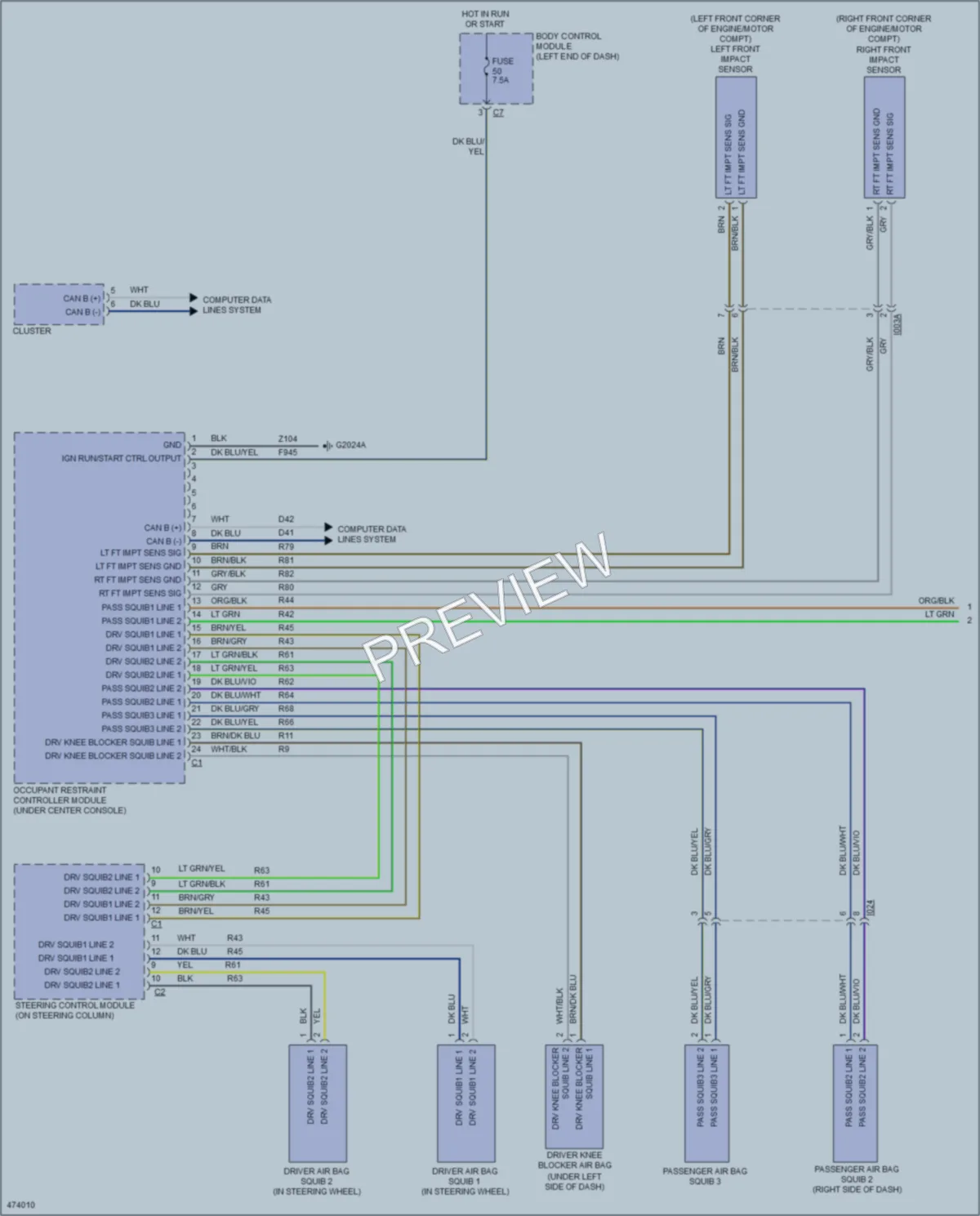 2015 Fiat 500L Supplemental Restraints wiring diagram preview