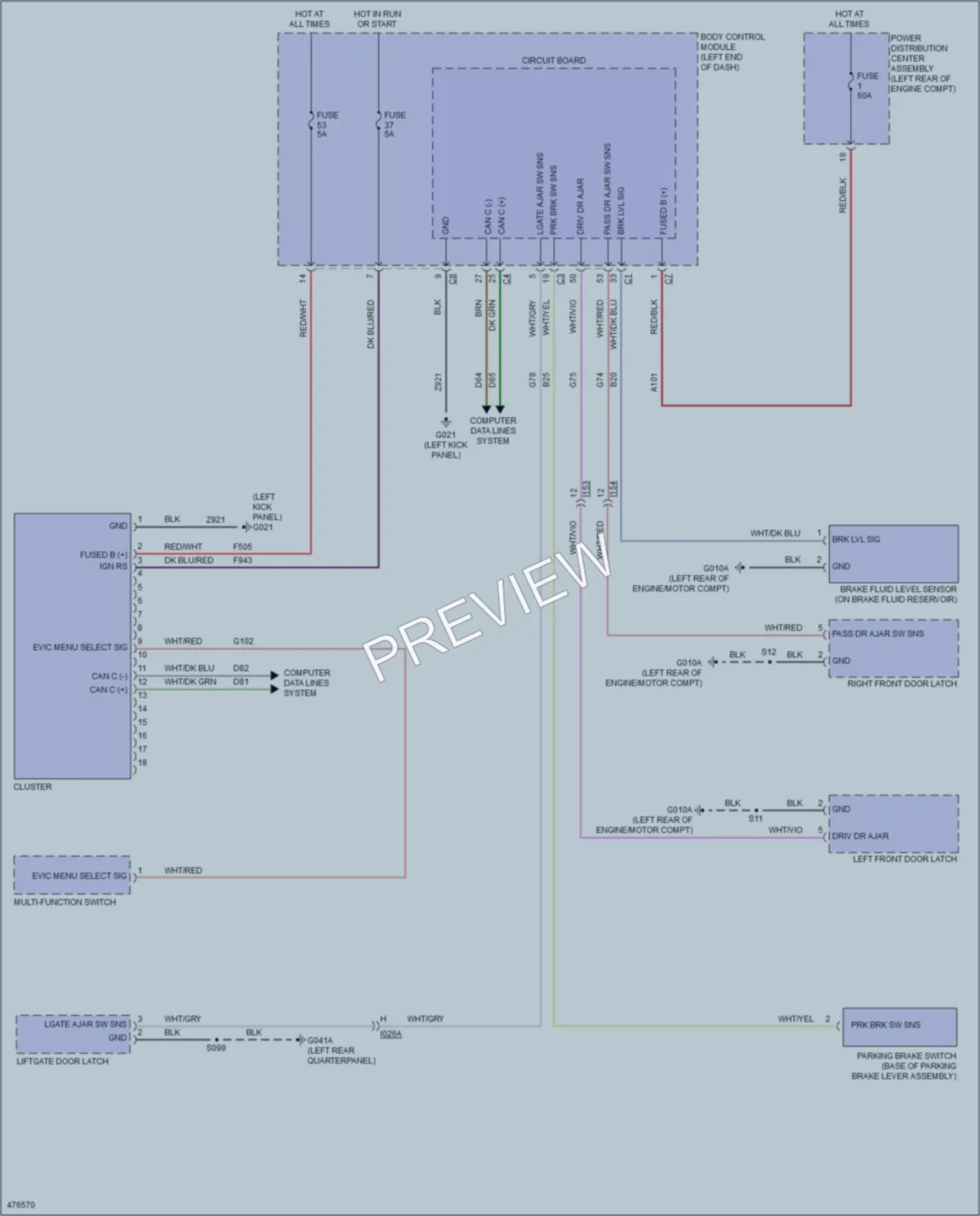 2015 Fiat 500e Instrument Cluster wiring diagram preview