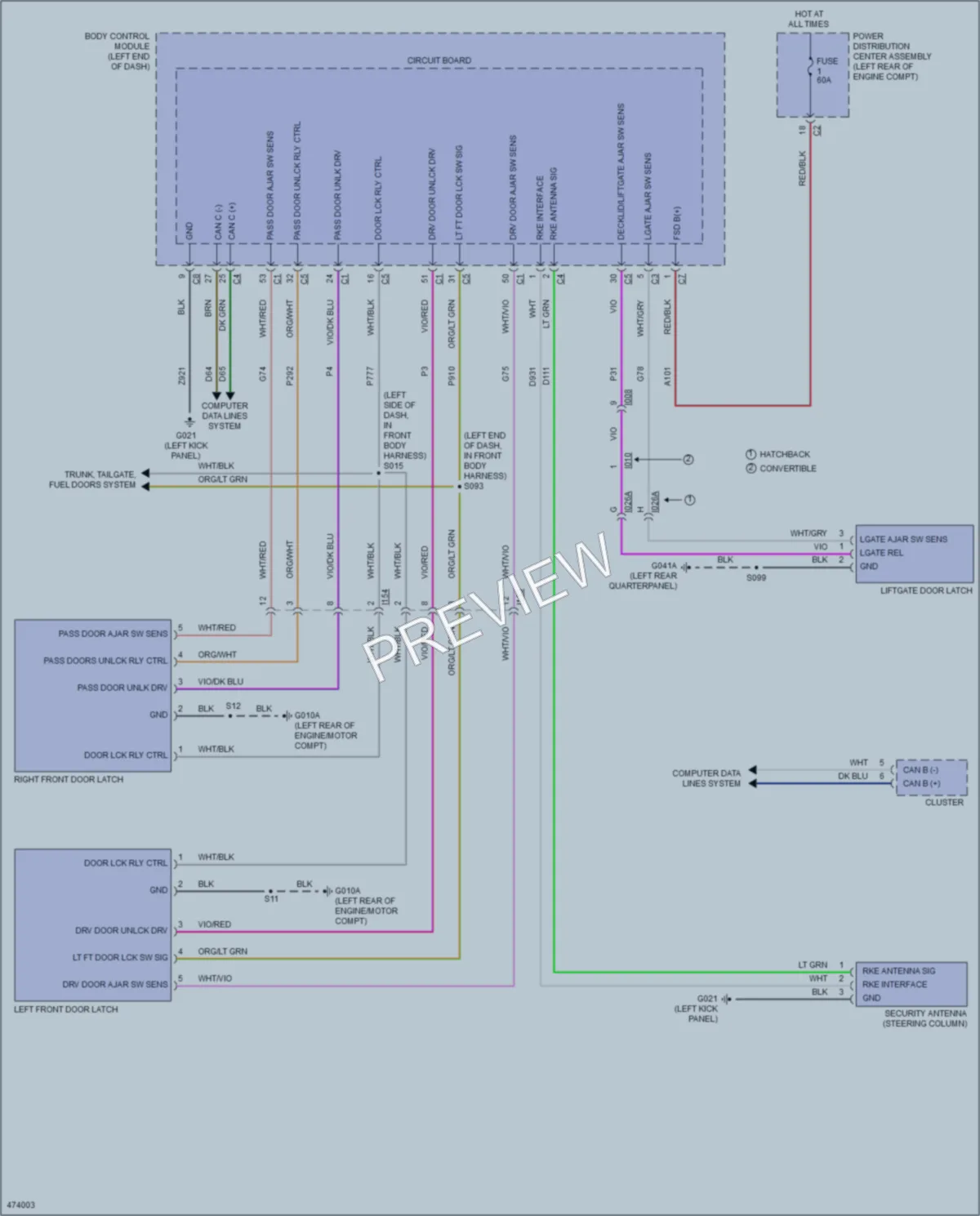 2015 Fiat 500e Power Door Locks wiring diagram preview