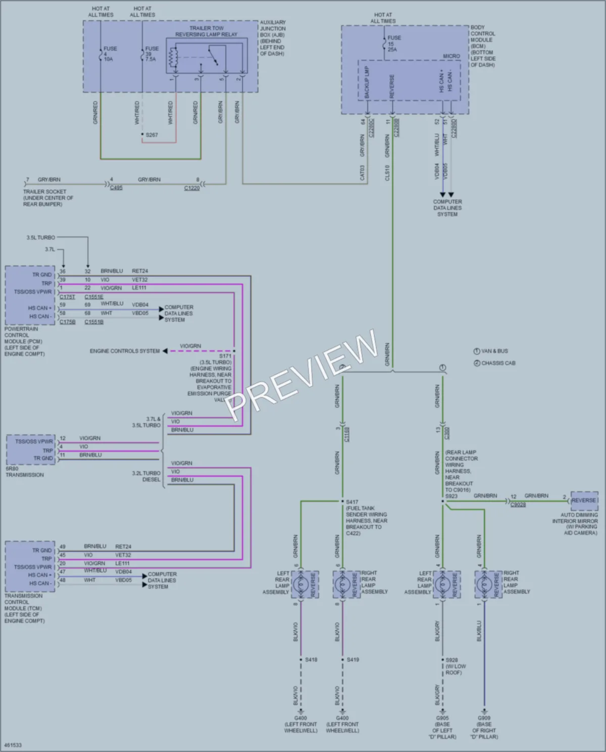 2015 Ford 150Transit Exterior Lights wiring diagram preview