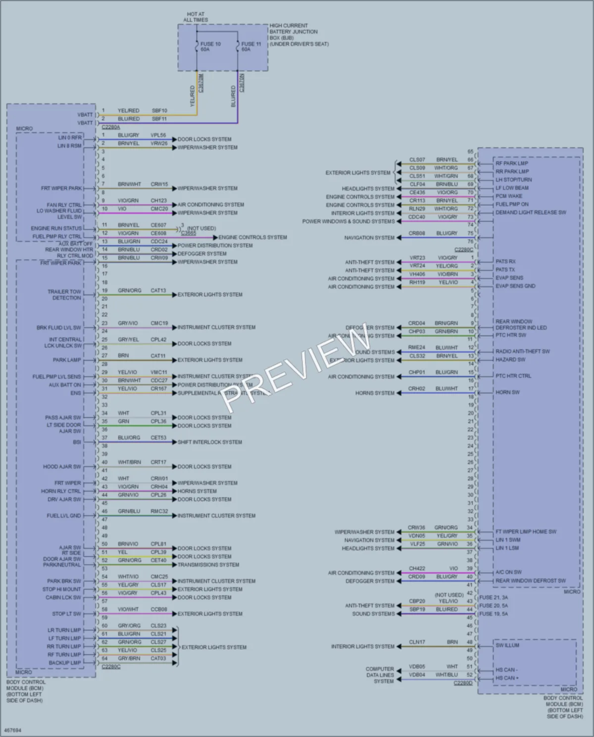 2015 Ford 250Transit Body Control Modules wiring diagram preview