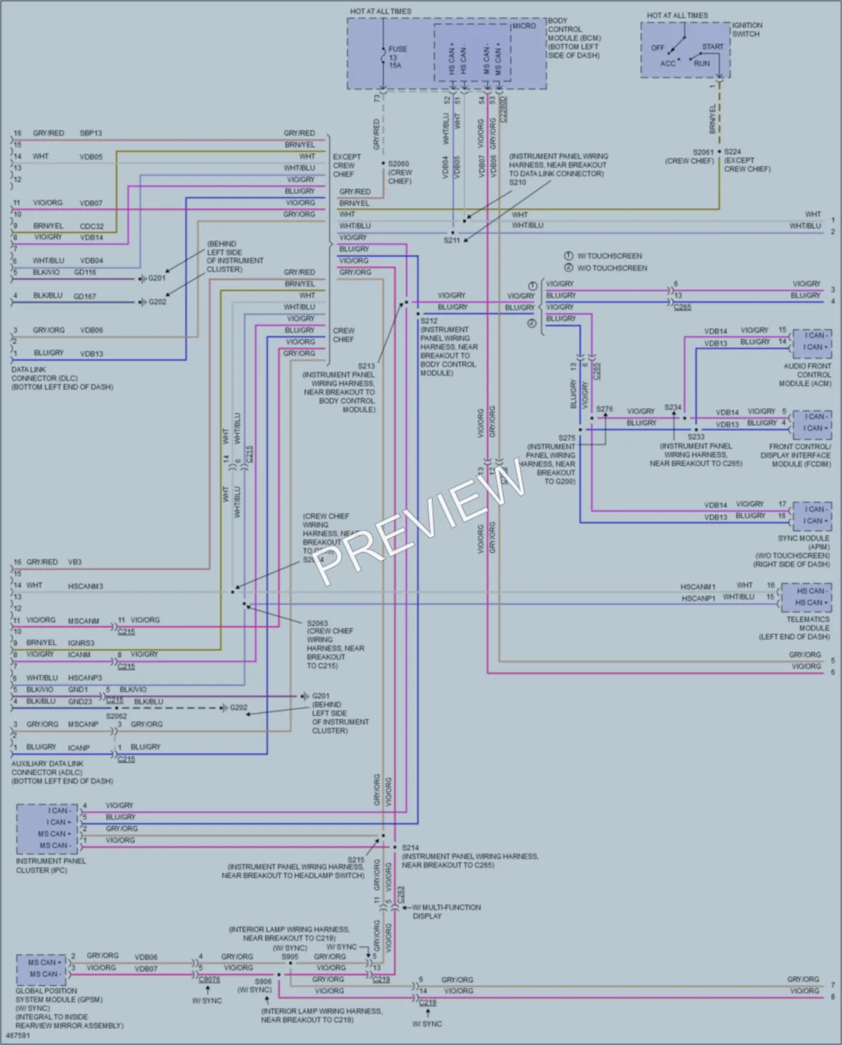 2015 Ford 250Transit Computer Data Lines wiring diagram preview