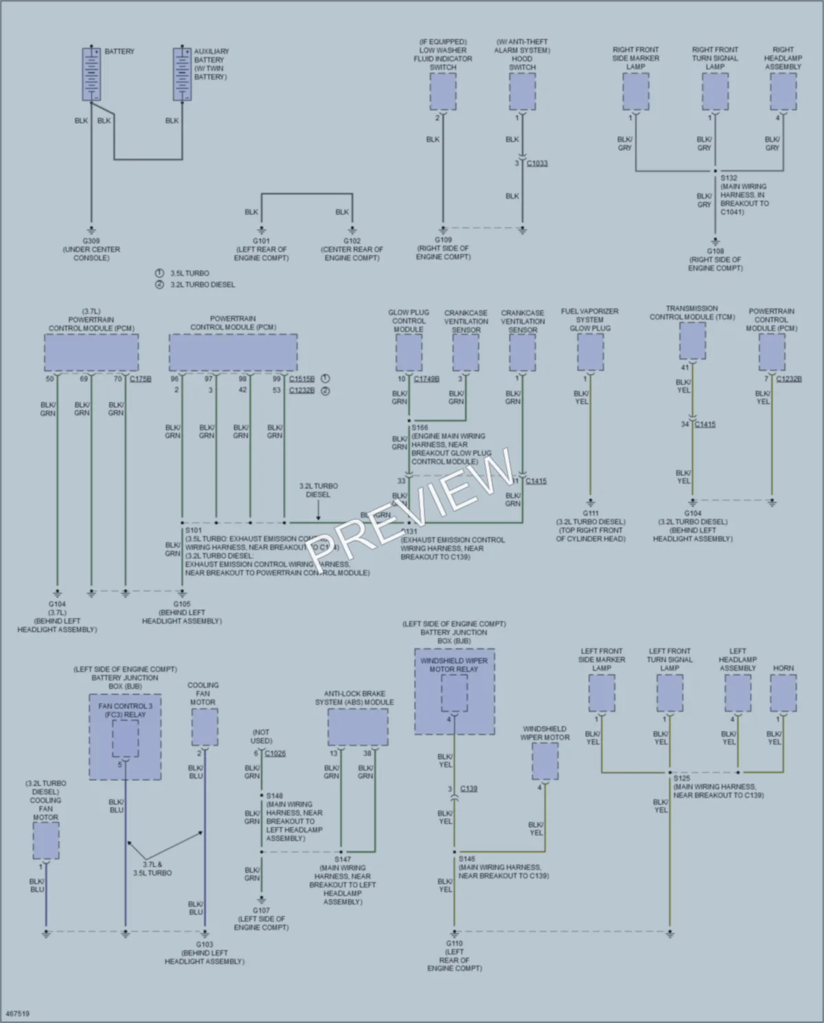 2015 Ford 250Transit Ground Distribution wiring diagram preview