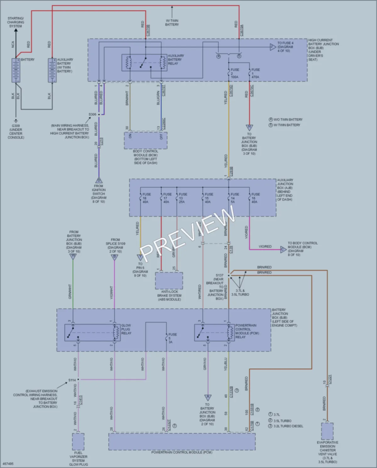 2015 Ford 350HDTransit Power Distribution wiring diagram preview