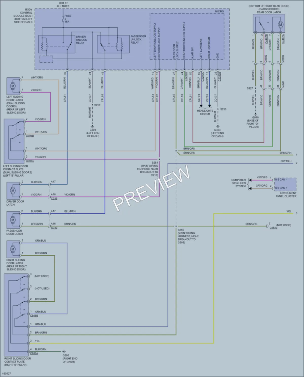 2015 Ford 350HDTransit Power Door Locks wiring diagram preview