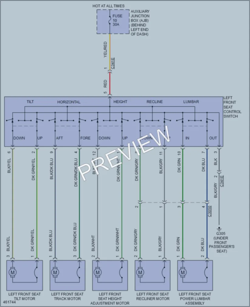 2015 Ford 350HDTransit Power Seats wiring diagram preview