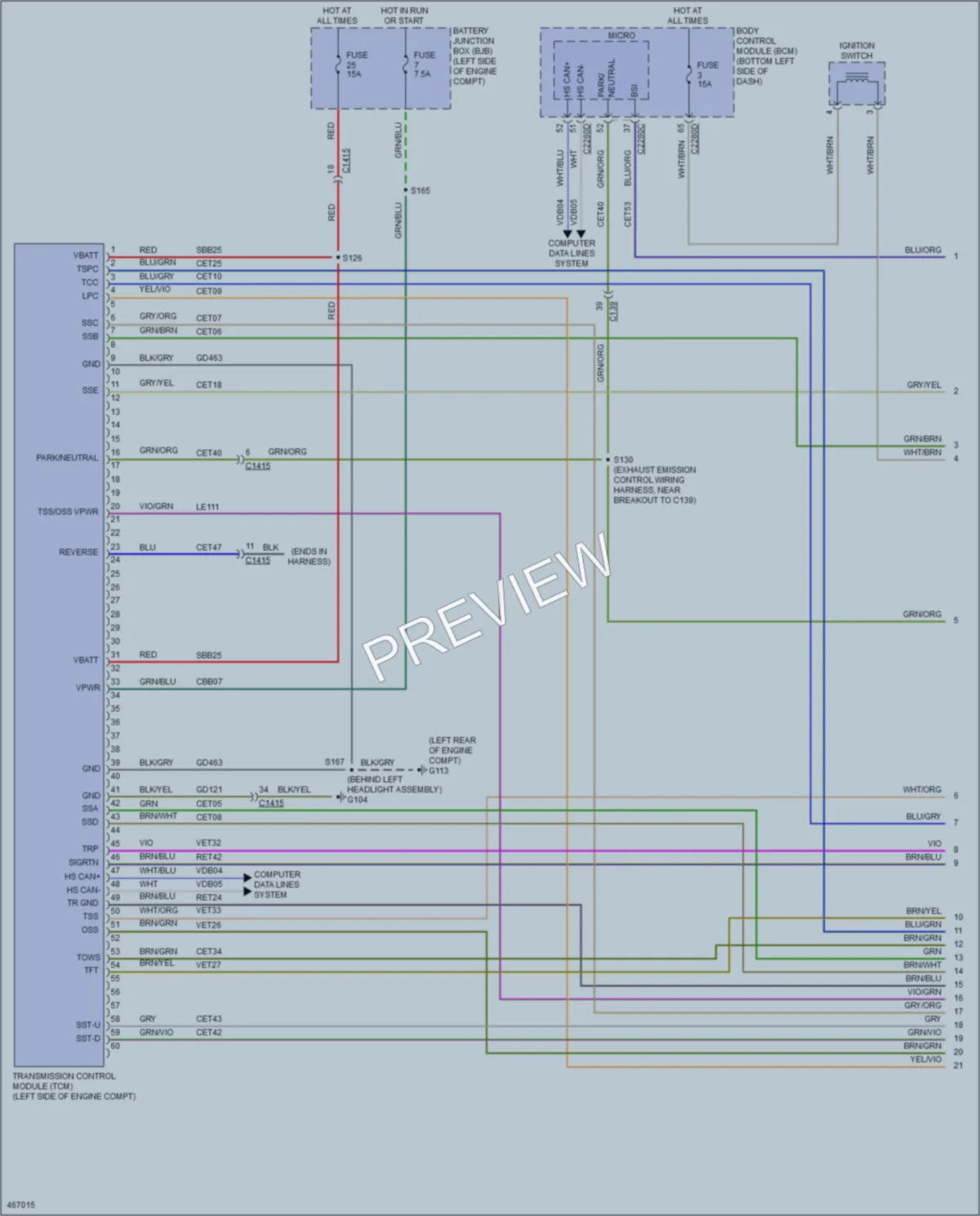 2015 Ford 350HDTransit Transmission wiring diagram preview