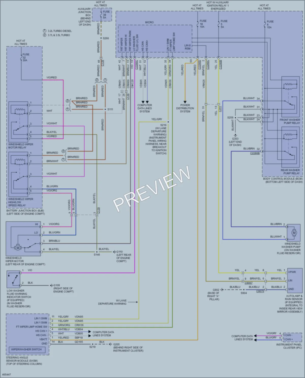 2015 Ford 350HDTransit Wiper Washer wiring diagram preview
