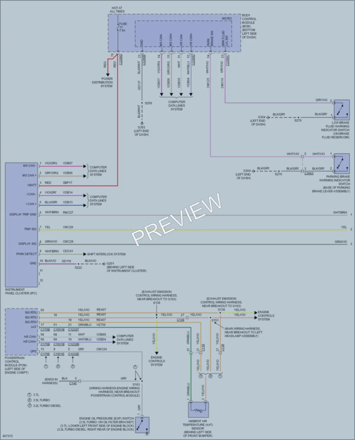 2015 Ford 350Transit Instrument Cluster wiring diagram preview