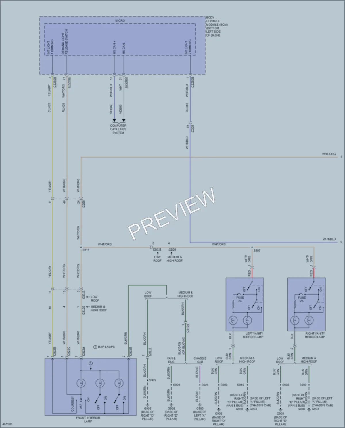 2015 Ford 350Transit Interior Lights wiring diagram preview