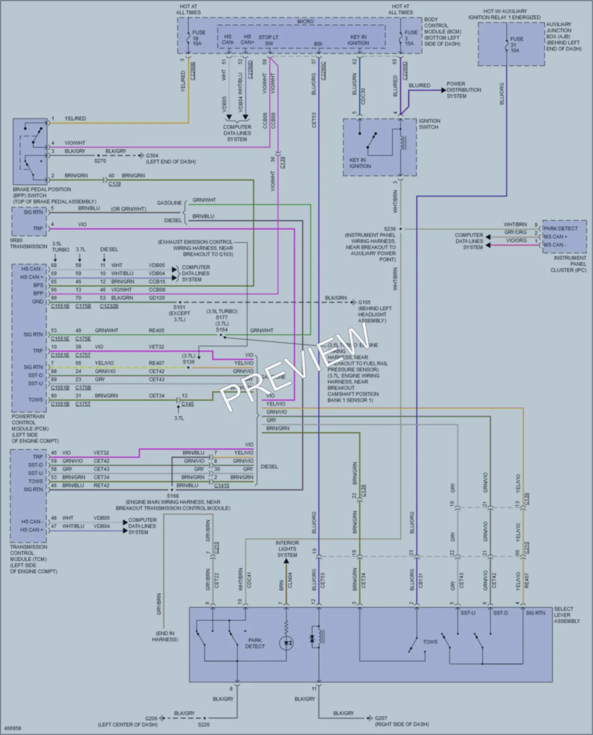2015 Ford 350Transit Shift Interlock wiring diagram preview