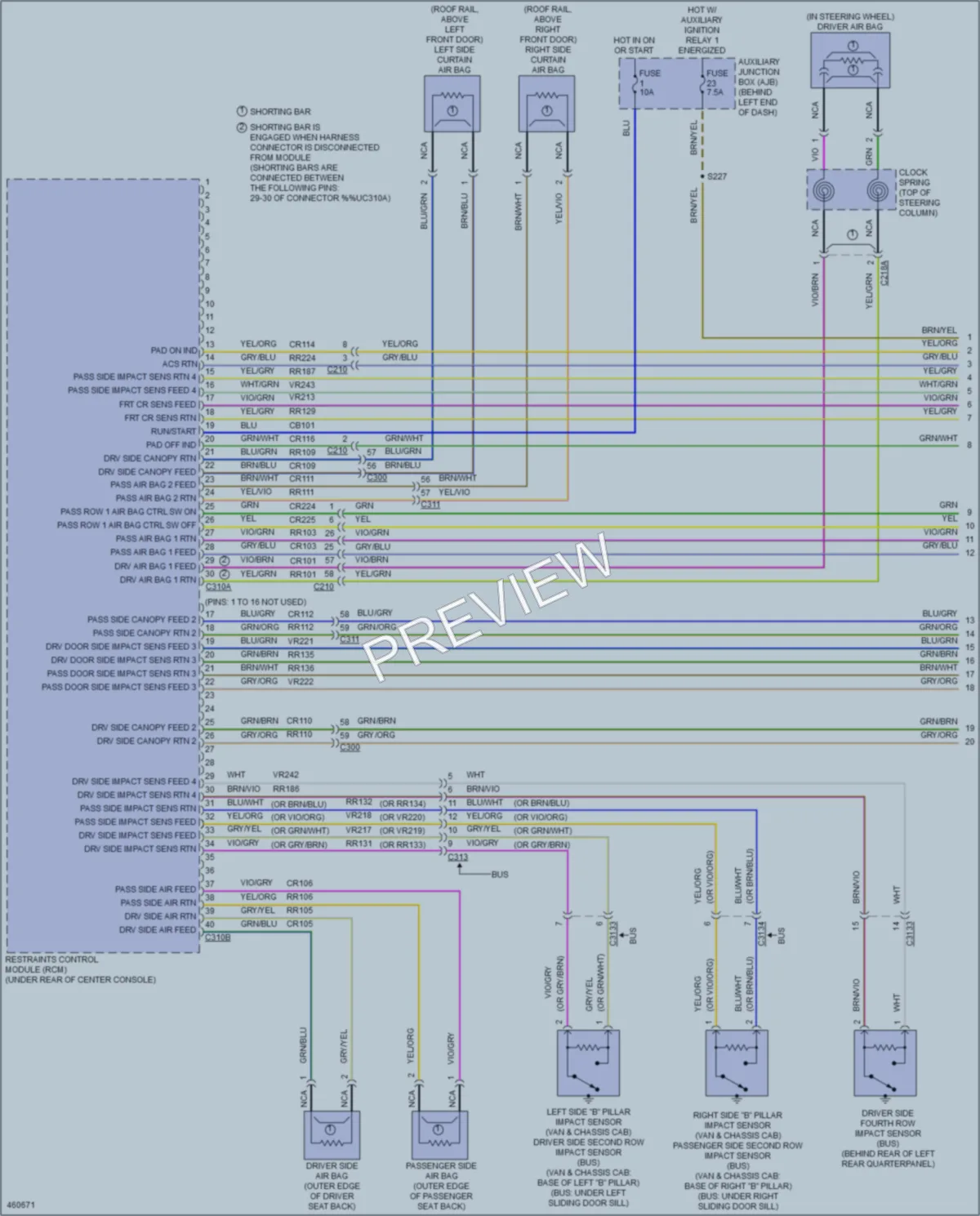 2015 Ford 350Transit Supplemental Restraints wiring diagram preview