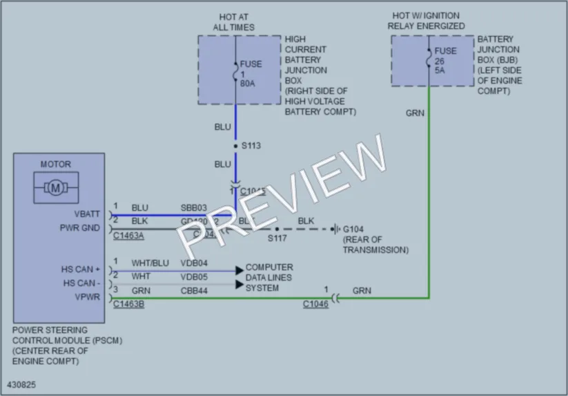 2015 Ford CMaxEnergi Electronic Power Steering wiring diagram preview