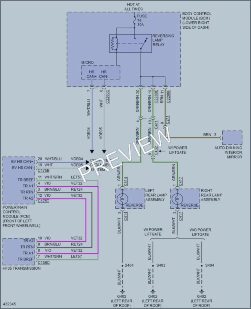 2015 Ford CMaxEnergi Exterior Lights wiring diagram preview