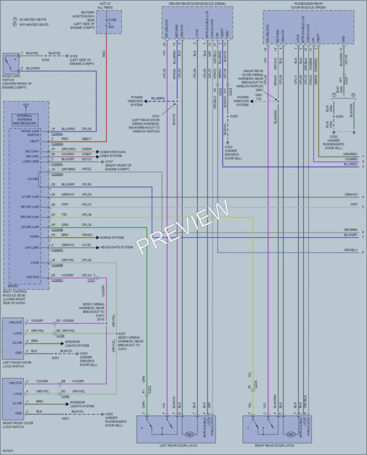 2015 Ford CMaxHybrid Power Door Locks wiring diagram preview