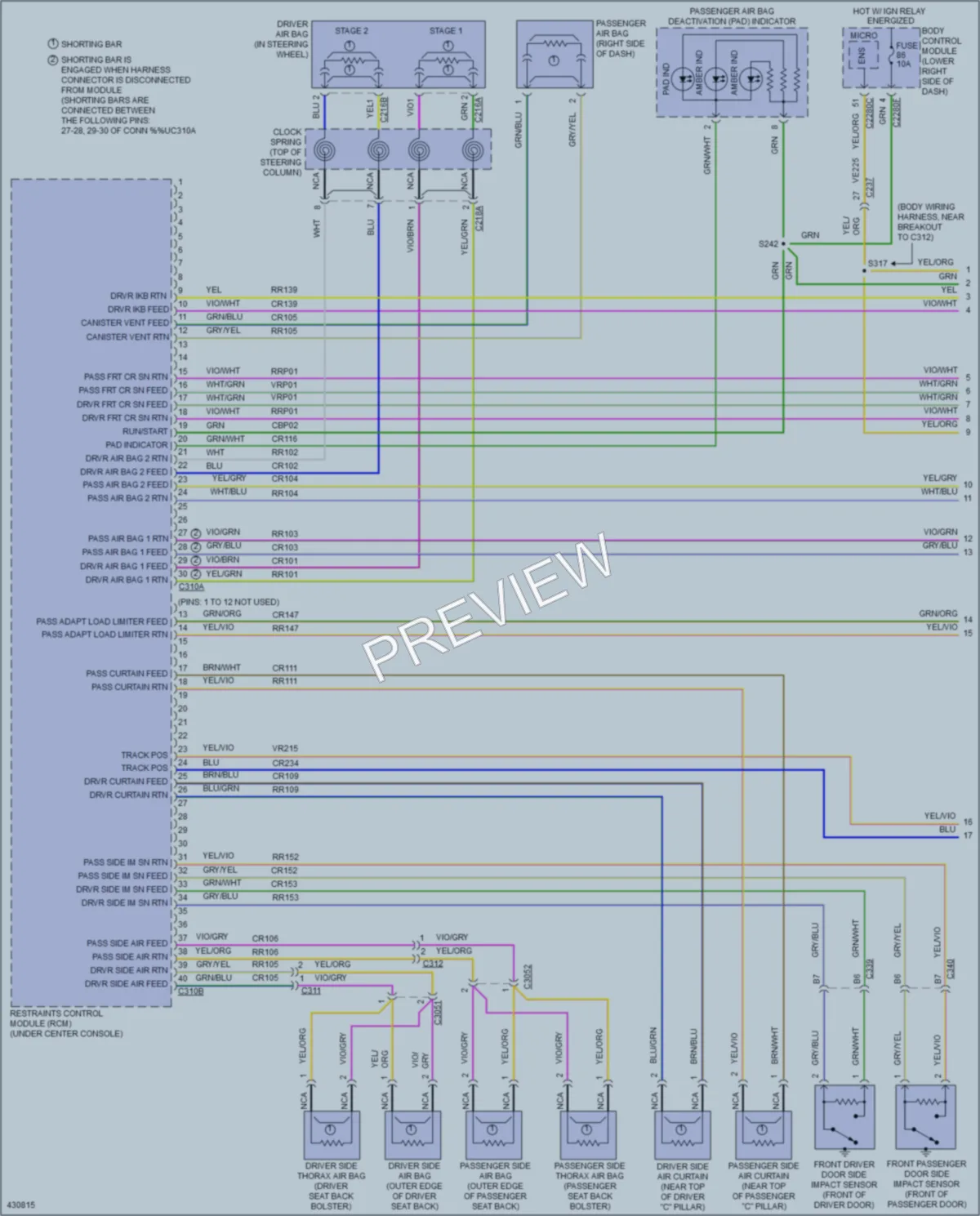 2015 Ford CMaxHybrid Supplemental Restraints wiring diagram preview
