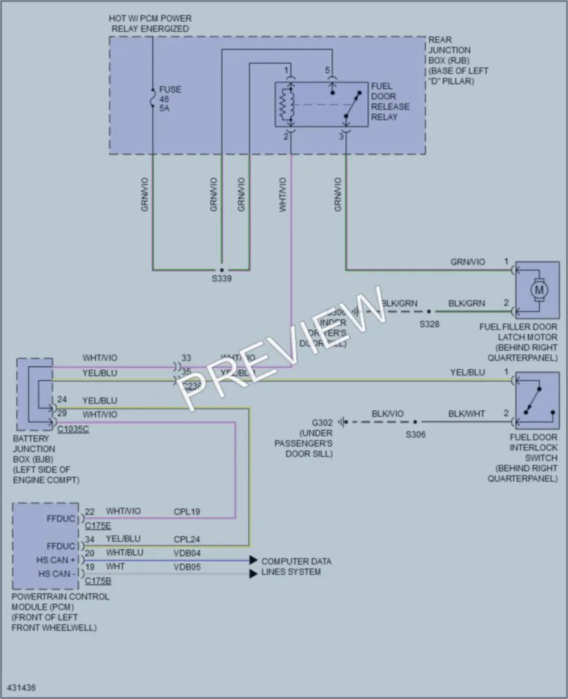 2015 Ford CMaxHybrid Trunk Tailgate Fuel Door wiring diagram preview
