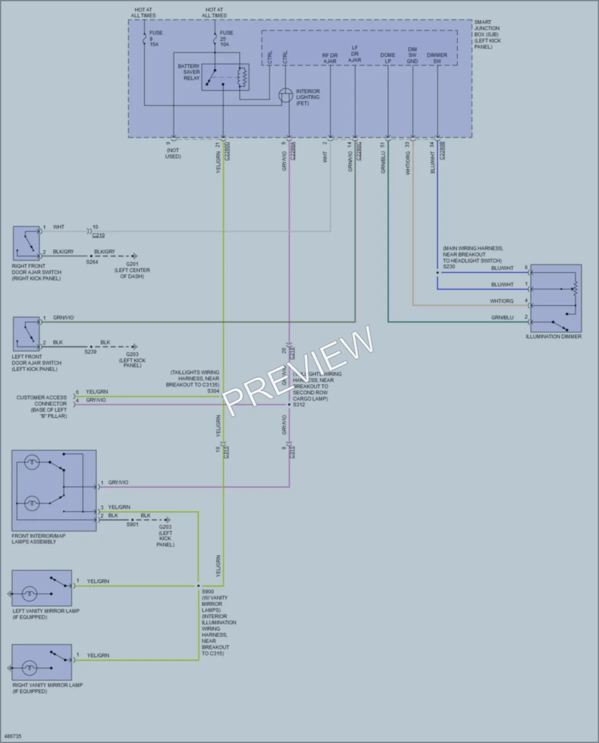 2015 Ford E350Econoline Interior Lights wiring diagram preview