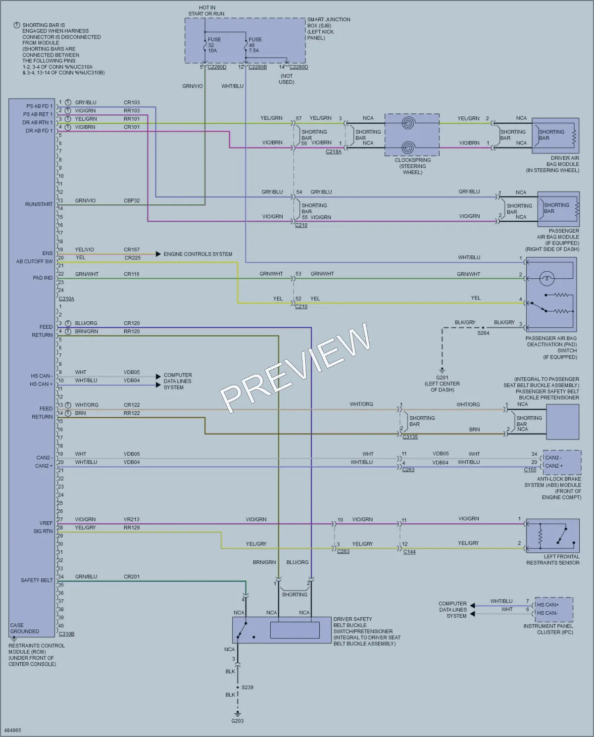 2015 Ford E450Econoline Supplemental Restraints wiring diagram preview