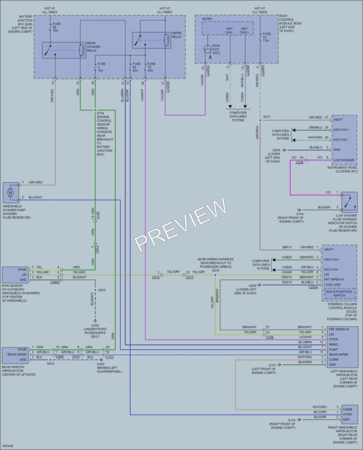 2015 Ford Edge Wiper Washer wiring diagram preview
