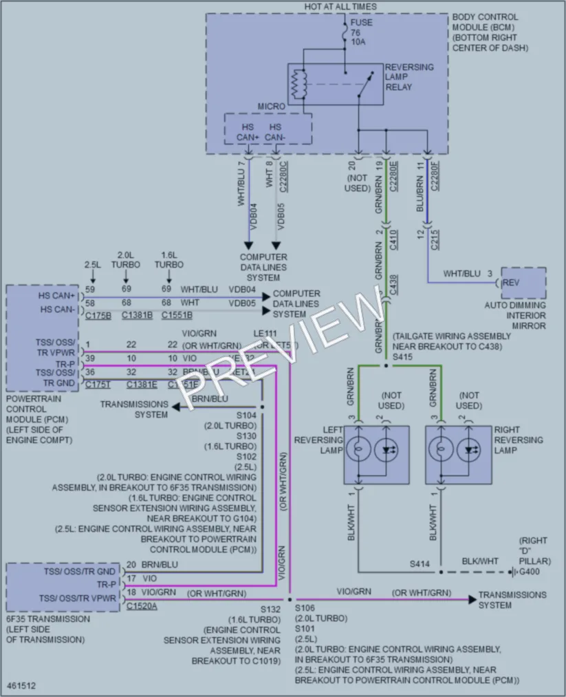 2015 Ford Escape Exterior Lights wiring diagram preview